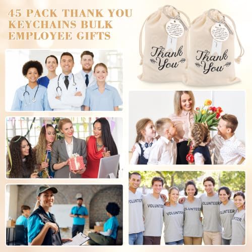 NICEMOVIC 45 Pcs Employee Thank You Gifts Bulk, Thank You Keychain