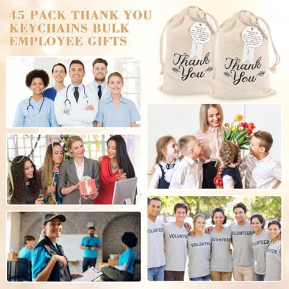 NICEMOVIC 45 Pcs Employee Thank You Gifts Bulk, Thank You Keychain