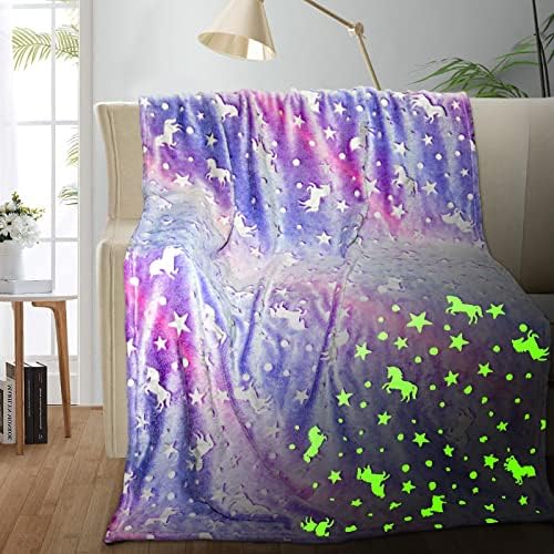 TEHALK Unicorn Glow in The Dark Blanket, Unicorn Blanket for