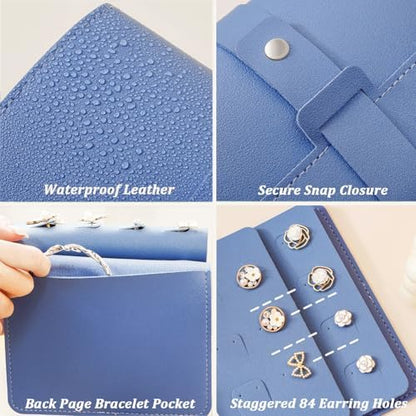 QBestry Earring Holder Organizer Book for Travel, 42 Pairs Stud