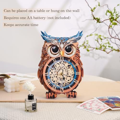 KAAYEE 3D Puzzles for Adults Owl Clock Bird Wooden Puzzle DIY Craft