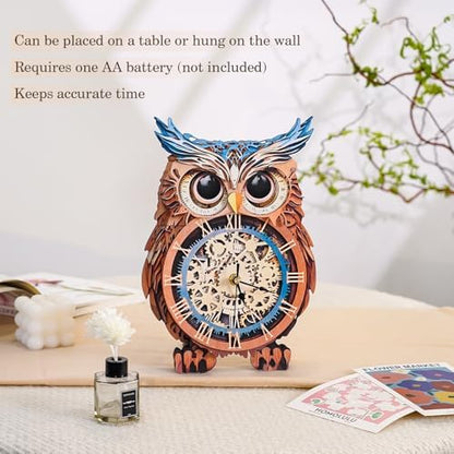 KAAYEE 3D Puzzles for Adults Owl Clock Bird Wooden Puzzle DIY Craft