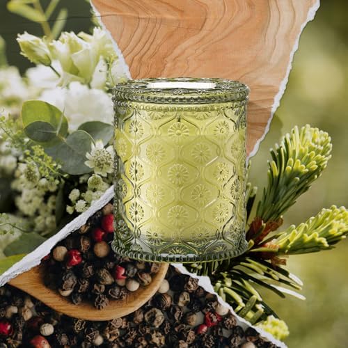 LA JOLIE MUSE Starlit Fir Pine Scented Candles for Home, Soy Wax 40