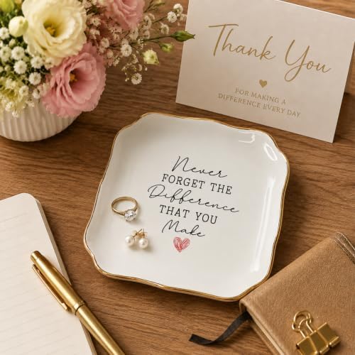 Teacher Appreciation Gifts for Women, Ceramic Ring Dish Tray