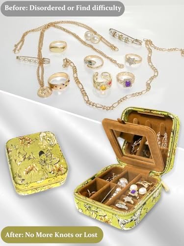 Small Travel Jewelry Box for Women - Mini Jewellery Organizer with