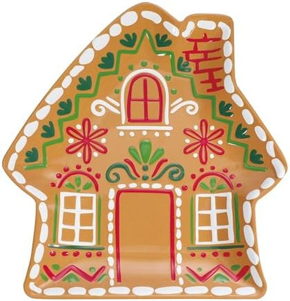 UP Gingerbread House Shaped Holiday Serving Platter, BPA-Free Melamine