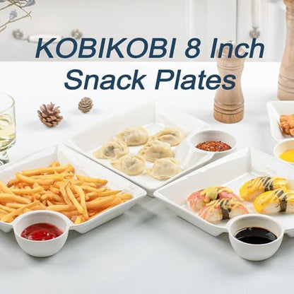 Chip and Dip Serving Platter Set of 4-8 Inch Ceramic Divided Plates