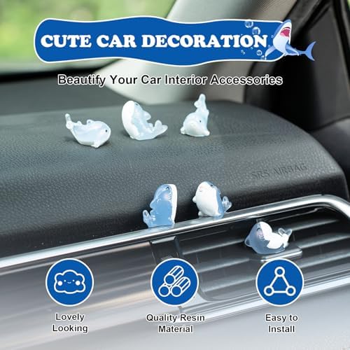 Rislobx 6Pcs Luminous Shark Car Dashboard Decorations, Mini Shark