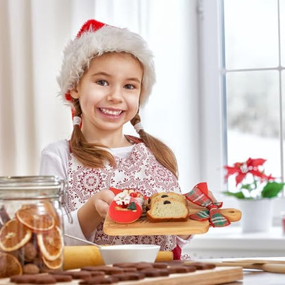 JarThenaAMCS 2 Pcs Merry Christmas Wood Cutting Board with Ribbon Xmas
