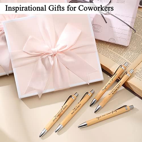 Fulmoon 100 Pcs Employee Appreciation Bamboo Pens with Inspirational