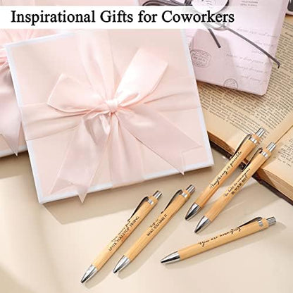 Fulmoon 100 Pcs Employee Appreciation Bamboo Pens with Inspirational