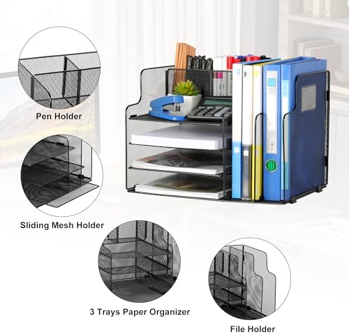 4-Tier Desk Organizer and Accessories with 2 File Holder Storage