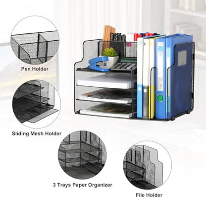 4-Tier Desk Organizer and Accessories with 2 File Holder Storage