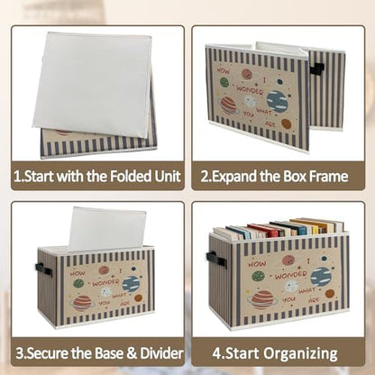 Space Nursery Foldable Storage Bins Box with Handles, Space Room
