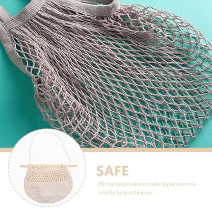 Hanging Fruit Basket Beige for Kitchen, Plant Woven Wall Storage