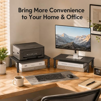 OPNICE Adjustable Monitor Stand Riser for Desk, Wood Computer & Laptop