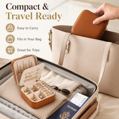 Travel Jewelry Box, PU Leather Organizer for Women Girls, Portable