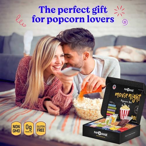 Pop n' Dulge Popcorn Movie Night Supplies 16 pcs Gift Set, 5 Gourmet