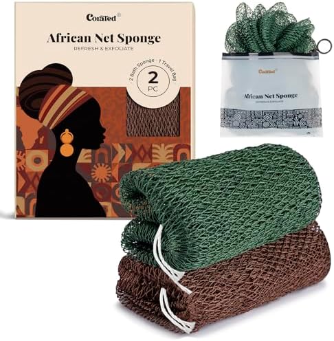 CORATED African Net Sponge Authentic, Shower Loofah Exfoliating Bath