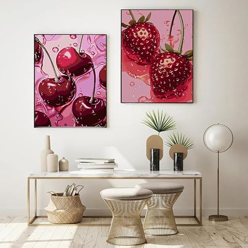 AIBOERL 2 Pack Diamond Art Kits for Adults,Retro Cherry Diamond