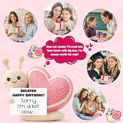 Im Sorry Gift for Her,Crochet Snail Belated Birthday Gifts for Women