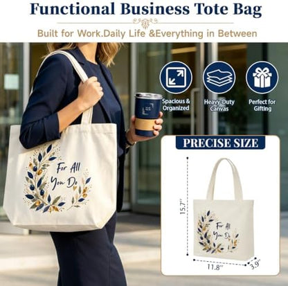 Thank You Gifts with Greeting Card, 18 oz Tumbler, Tote Bag & A5
