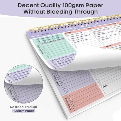 Taja Weekly To Do List Notepad, Undated Weekly Planner Pad, 8.5" x 11"