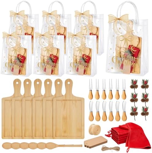 Acellegic 6 Sets Christmas Cheese Cutting Board Gift Set