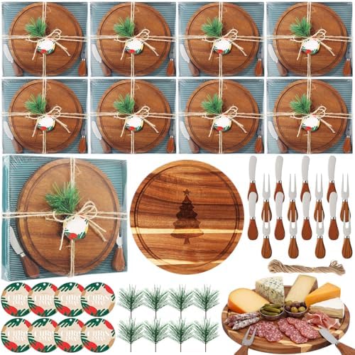 Sawysine 8 Christmas Charcuterie Board Gifts with Knife Fork, 9.84"