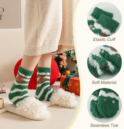 Trifabricy Fuzzy Socks, 5 Pairs Cute Chirstmas Fuzzy Socks for Women
