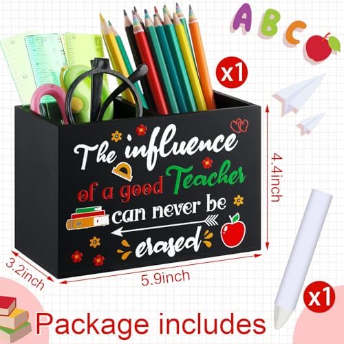 Resurhang Teacher Gift Wood Pencil Holder Desk Organizer for Office