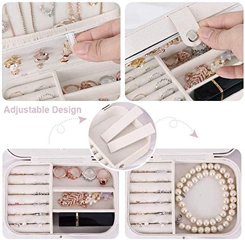 Small Portable Jewelry Organizer, Double Layer PU Leather Mini Jewelry