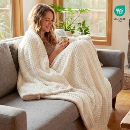 Snuggle Sac Ultra Soft Waffle Throw Blanket for Couch Bed Sofa 50x60