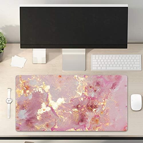 QiyI PU Leather Large Mouse Pad, Office Decor, 31.5" x 15.7", Rose