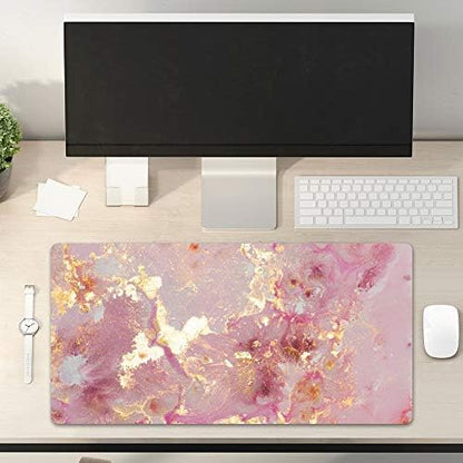 QiyI PU Leather Large Mouse Pad, Office Decor, 31.5" x 15.7", Rose