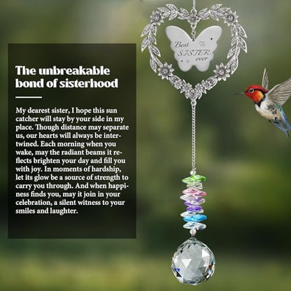 Suncatcher Gift for Sister Birthday, Best Sister Ever Crystal Ornament