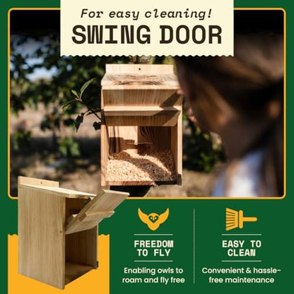 WildYard Barn Owl Nesting Box - Large, Cedar, Preassembled, Easy-Hang