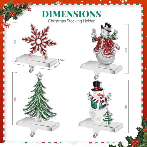 Loncaster Set of 4 Christmas Stocking Holders for Mantle, Christmas