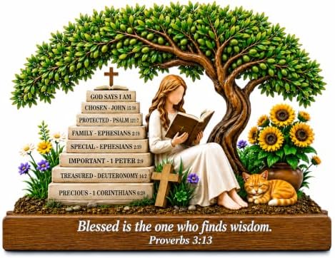 Christian Gifts for Women: "God Says I Am" Bible Verse Wooden Desk