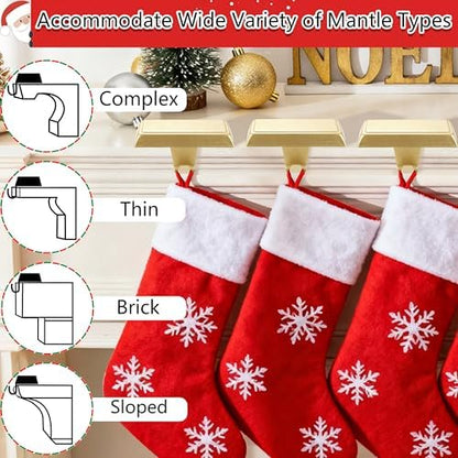 Komotu 4 Pcs Metal Christmas Stocking Holders for Mantle - Weighted