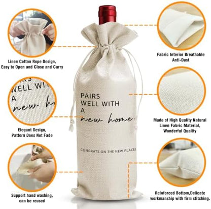 DOI-LANEE Housewarming Wine Bag, New Home Gifts for New Homeowner