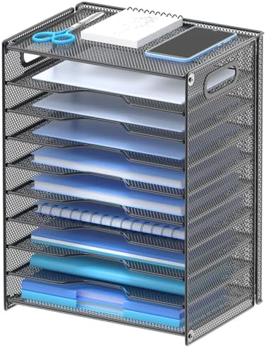OUTWOLF 10 Tier Paper Organizer - Letter Tray Mesh Desk File Organizer
