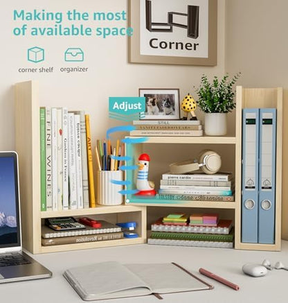 Desktop File Organizer Desk Organizer Shelf - Wooden Office