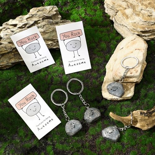 30 Set Inspirational You Rock Gift Smile Stone Keychain with Positive