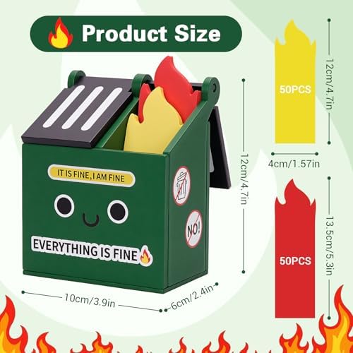 Dumpster Fire Pencil Holder with 100 PCS Flame Sticky Notes