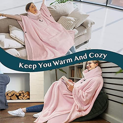 PAVILIA Wearable Blanket Poncho for Women Men, Oversized Hoodie