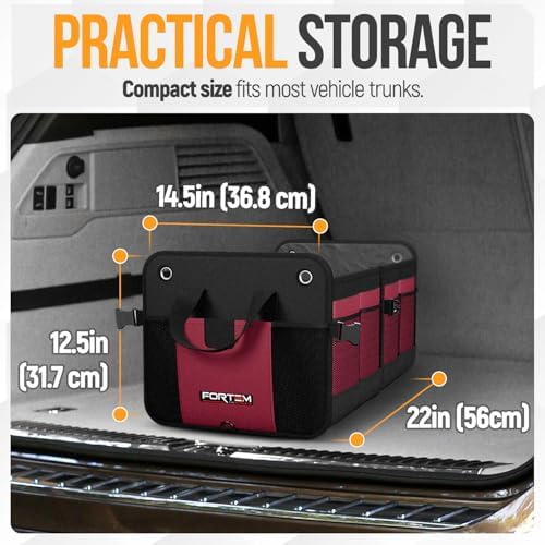 FORTEM Trunk Organizer - Collapsible Car Organizer & Storage Bag for
