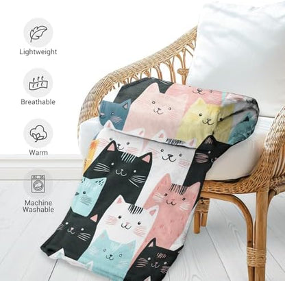 Jekeno Cat Throw Blanket Gifts for Kids Teen Adult 50"x60"