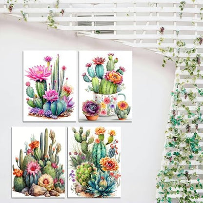 Lanzeyo Diamond Art Kits for Adults 4 Pack Succulent Diamond Painting