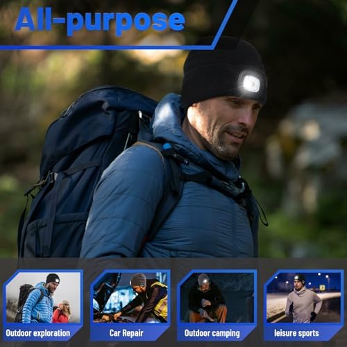Keains Bluetooth Beanie with LED Light, Gifts for Men Women Dad
